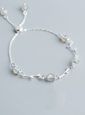 女日韩花枝月光石小众手链女