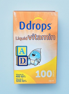 Ddrops滴卓思维生素AD儿童维生素A含1200IU宝宝VD400IU成人VA+VD3