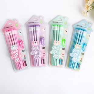 厂家自产自销小松树铅笔独角鹿系列12支大皮头糖果屋HB铅笔书写