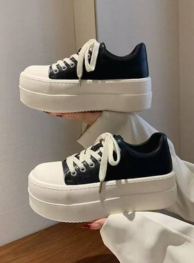 小个子厚底增高6cmm休闲鞋韩系学院风小白鞋丑萌大头鞋女松糕板鞋