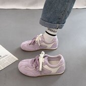 女2025秋季 新款 内增高休闲运动板鞋 黄色德训鞋 百搭学生丑萌阿甘鞋