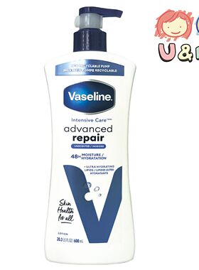 进口版Vaseline 凡士林无香型强效修护身体乳液600ml强化肌肤屏障
