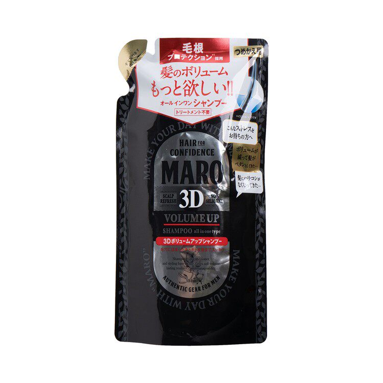 特选日本 MARO袋装3D发起立洗头水无硅配方补充装380ml清爽清洁版