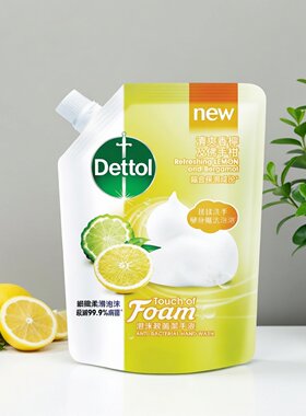 滴露 泡沫洁手液补充装清爽香柠及佛手柑450ml洗手液洁净双手污垢