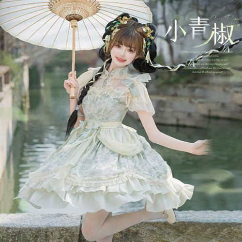 小青椒中华风lolita国风op洛丽塔连衣裙夏季lo裙清新日常公主裙