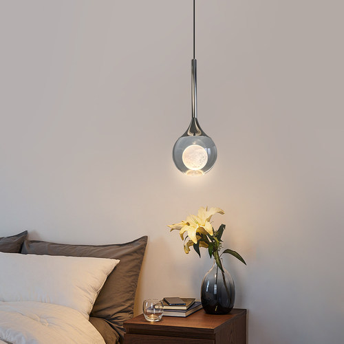 小月球灯床头吊灯北欧卧室床头灯氛围法式意式房间柜子吊线创意灯