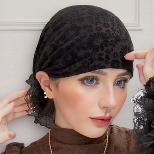 新款女士帽子包头帽可外带内搭回族蕾丝打底帽遮发帽洋气百搭