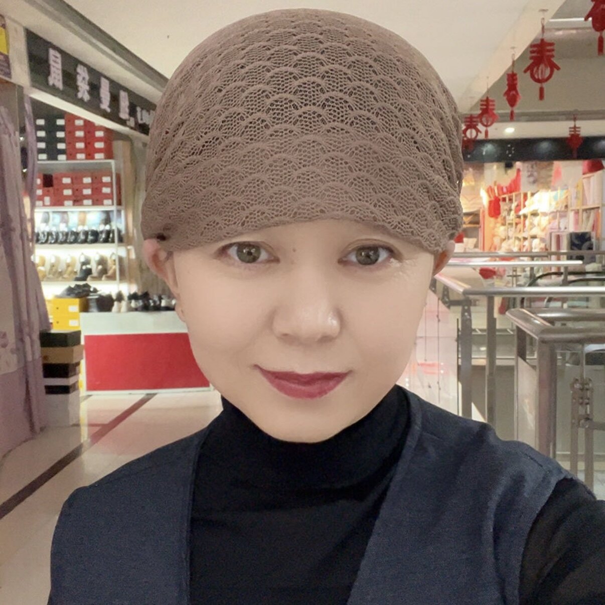 夏季轻薄蕾丝包头帽妈妈遮白发图片