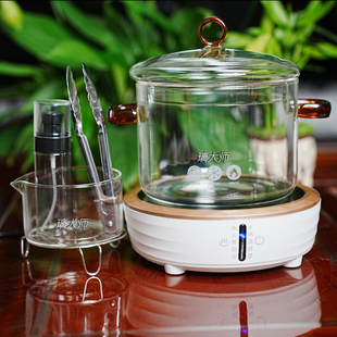 制作纯露专用精油专用玻璃锅器无孔盖子高硼硅蒸馏锅炖锅煲多用锅