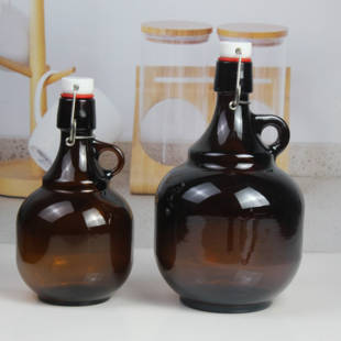 1升2升大号棕黑色玻璃啤酒白酒瓶密封带盖酵素啤酒二次发酵防爆瓶