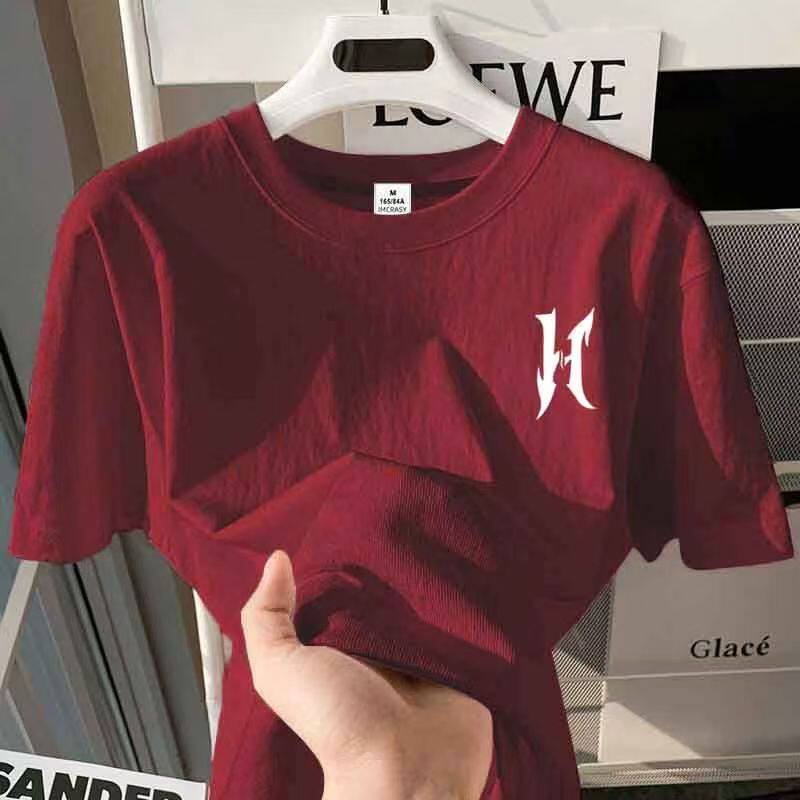 男士t恤痞帅美式重磅纯棉短袖T恤夏季ins潮牌圆领宽松半袖上衣潮