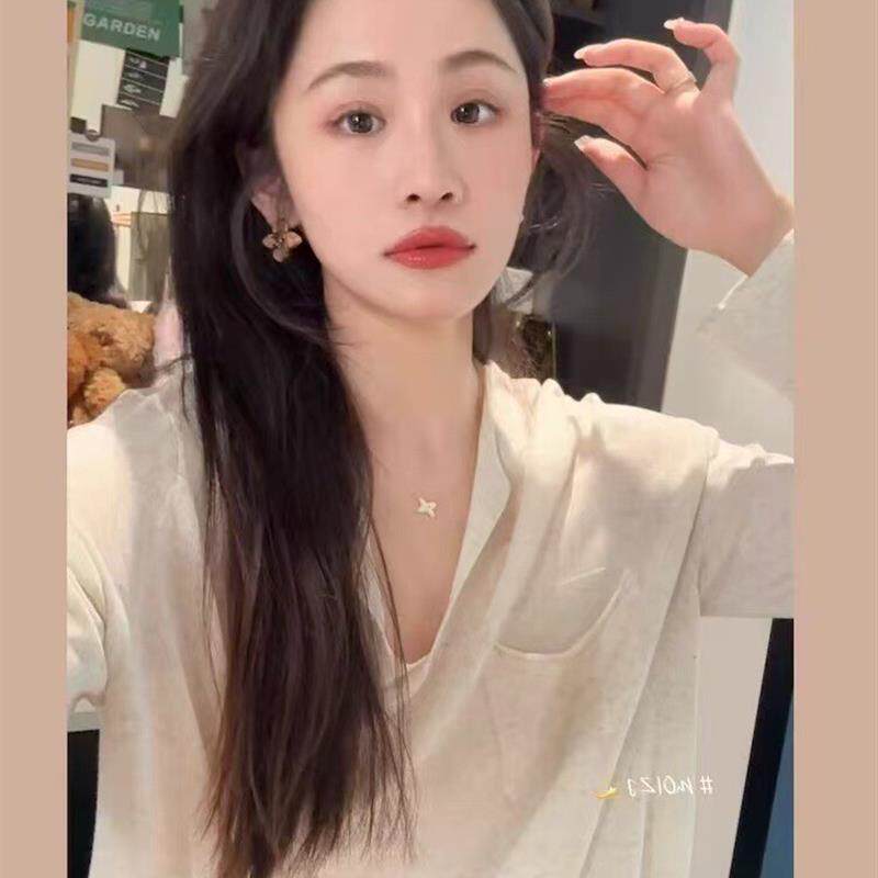 松弛感V领冰丝防晒罩衫女夏薄款长袖宽松百搭通勤防晒衣纯色上衣