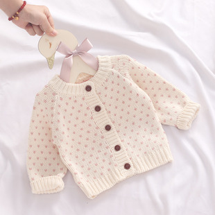 宝宝开衫纯棉1-3岁女童针织衫新生婴儿小外套公主洋气毛衣春秋装