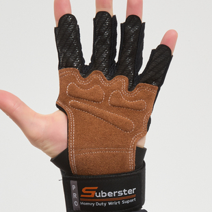 牛皮健身手套男运动器械训练撸铁单杠护腕防滑防起茧透气硬拉护掌