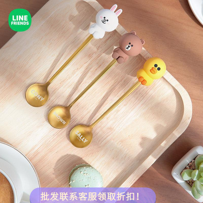 【特惠商品】LINE FRIENDS咖啡勺布朗熊长柄勺子可妮兔搅拌勺丘可