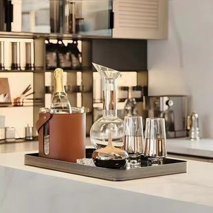饰品摆件 搭配装 现代轻奢厨房样板间吧台酒杯酒具托盘组合套装 软装