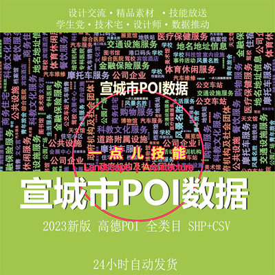 宣城市POI数据 SHP+CSV 高德数据源 已纠偏 2023新版 POI兴趣点