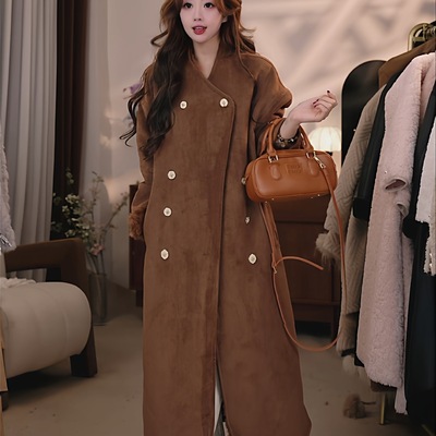 发财宝贝2025新款双面穿显瘦保暖女装毛毛时尚保暖毛绒毛呢外套