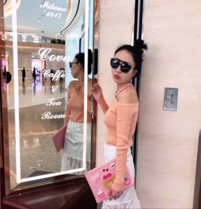 NingMeng新品韩版一字肩毛衣套头针织衫长袖上衣时尚性感