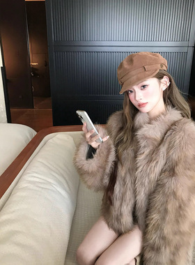 小火山努努 琉光少女 以假乱真高级感环保皮草外套女保暖皮毛一体