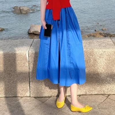 半身裙多巴胺港风松紧腰半身裙