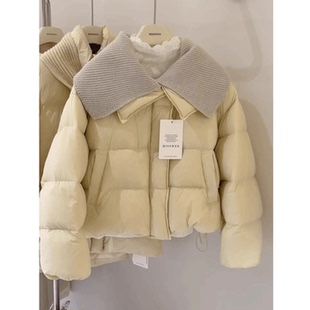 2026新款羽绒棉衣外套女装冬翻领针织独特超好看厚实保暖棉服棉袄