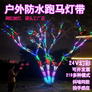 网红24V追光流水跑马灯带户外防水声控音乐节奏树木亮化流光氛围