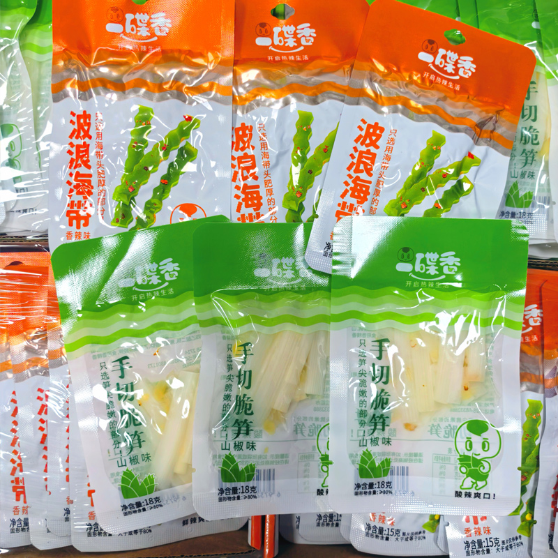一碟香手工脆笋波浪海带袋装即食脆笋藕片海带休闲下饭菜品小零食