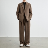 套装 休闲百搭西服老钱风毛呢结婚西装 高级感男士 MUKOK新款