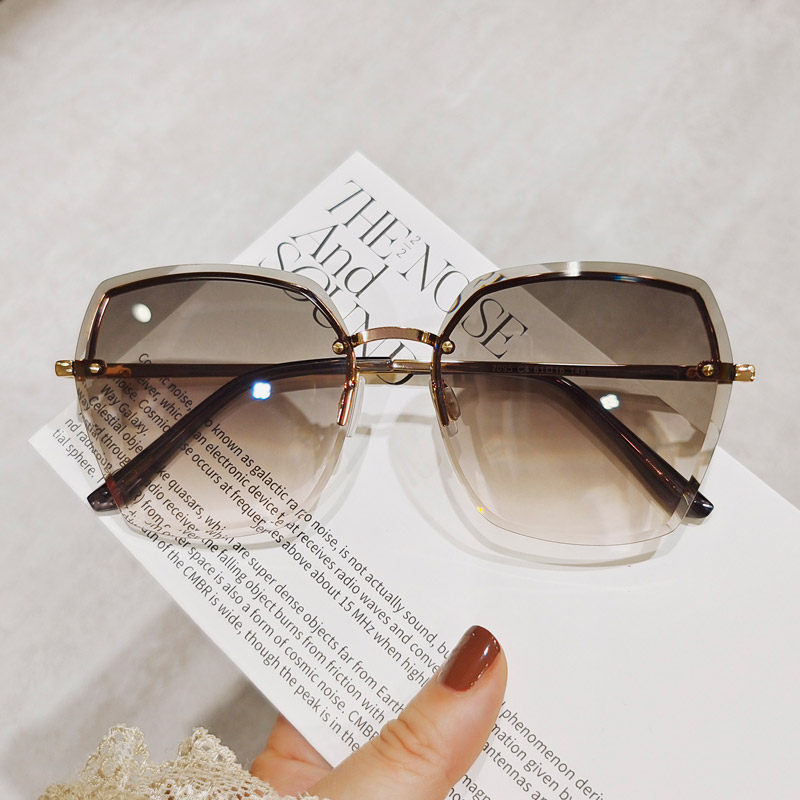 无框切边太阳镜女款防紫外线遮阳