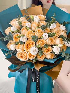 全国鲜花速递上海香槟玫瑰混搭向日葵花束同城女友生日礼物配送店