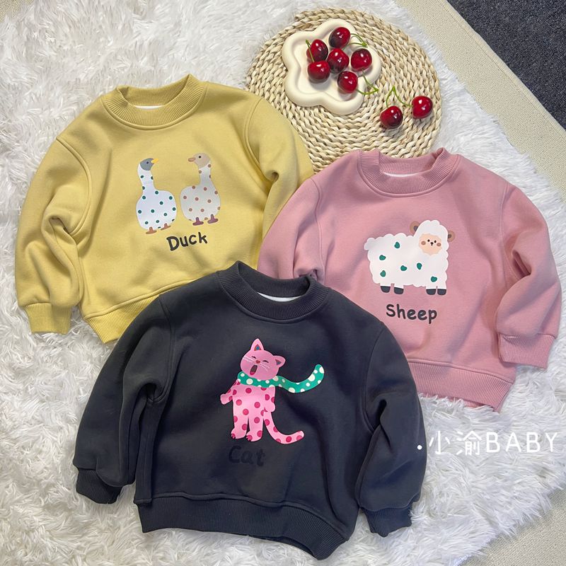 加绒卫衣洋气女童秋冬季卡通印花