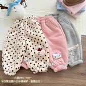 一条过冬 女童2024冬季 新款 卫裤 加厚一体羊驼绒保暖卡通休闲裤