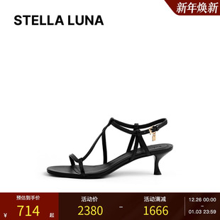 金属吊饰简约脚背细条带猫跟凉鞋 25SS春夏新款 LUNA女鞋 STELLA