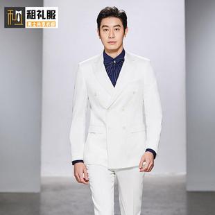 白色商务大码西装租赁男士伴郎西服正装修身出租借面试2025年春