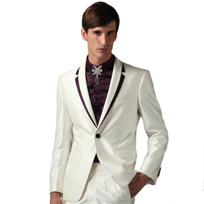 结婚礼服年会伴郎白色燕尾服