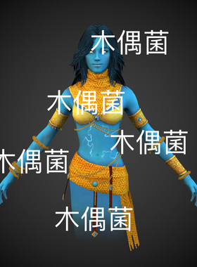 c4d fbx格式骨骼绑定人物女灯神带动作文件 非实物C799