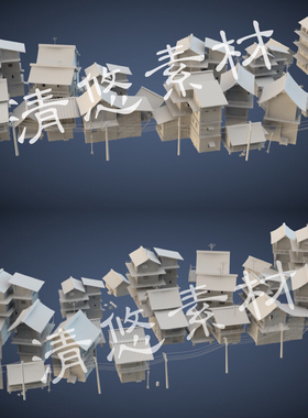 maya c4d fbx obj格式模型文件村庄小镇房子建筑场景 非实物 A229