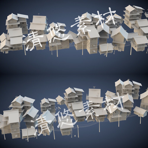 maya c4d fbx obj格式模型文件村庄小镇房子建筑场景 非实物 A229