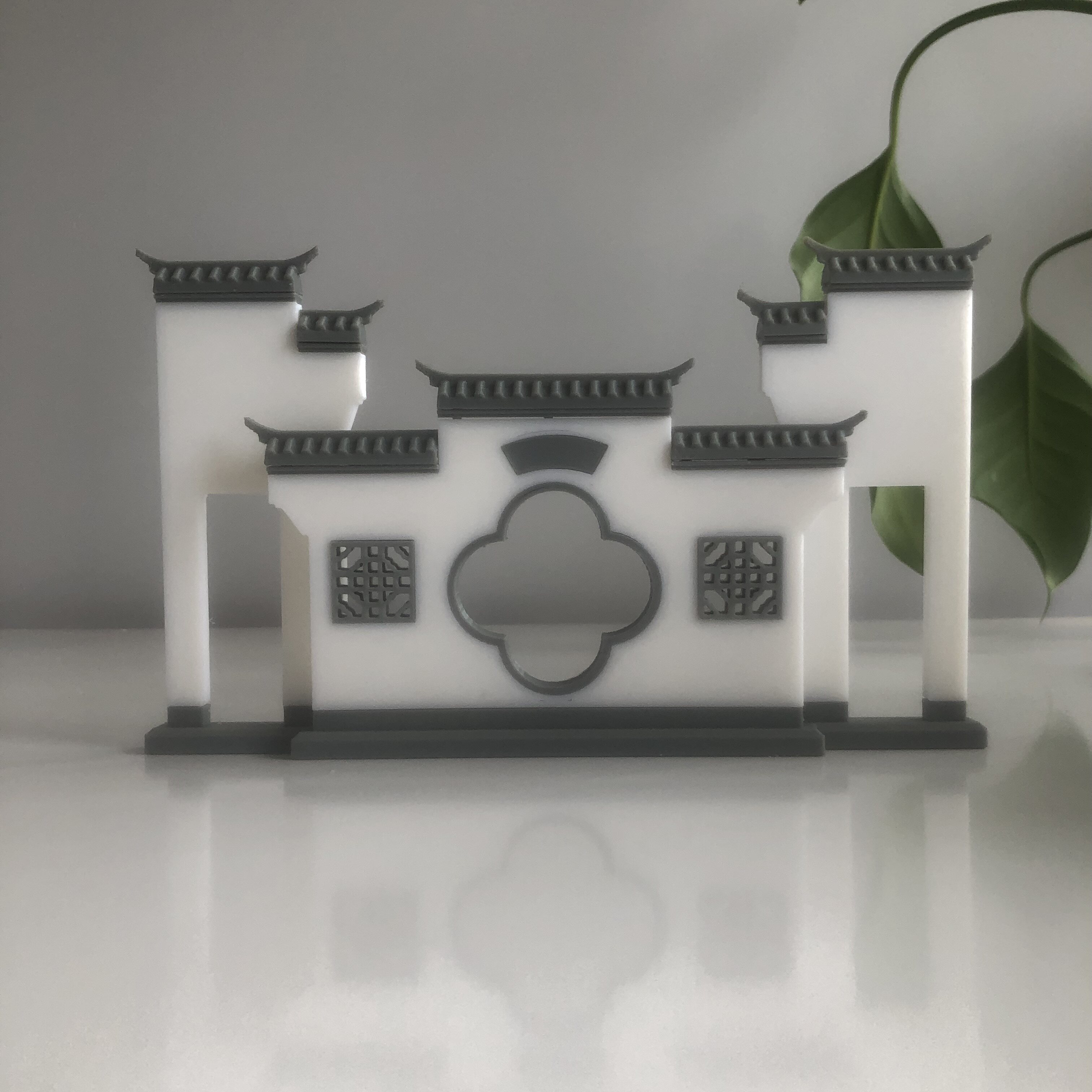 中式仿古建筑花窗门洞古建摆件马头墙景墙造景盆景拼装树脂微景观图片