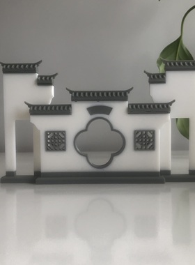 中式仿古建筑花窗门洞古建摆件马头墙景墙造景盆景拼装树脂微景观