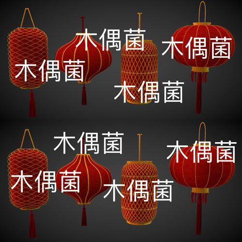 4个 su c4d fbx obj格式节日喜庆新年红色灯笼文件 非实物C863