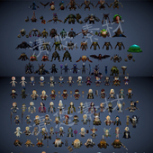 卡通游戏怪物人物角色武器合集3dmax c4d fbx格式 全套Q版 模型 910