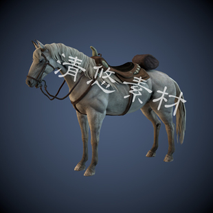 四足动物模型千里驹坐骑战马c4d fbx马模型骨骼绑定带动作动画A61
