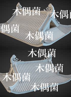 1个3dmax c4d fbx obj 3ds格式古风古代屋顶屋檐文件 非实物C688