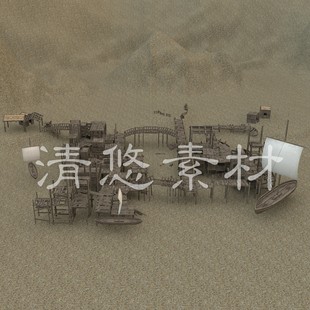 头模型渔港地形场景海岛 maya fbx古代码 c4d 851 3dmax