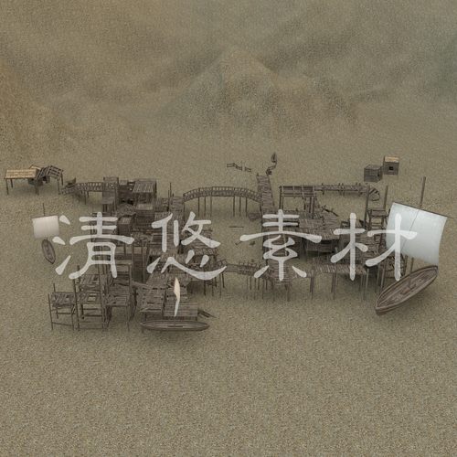maya 3dmax c4d fbx古代码头模型渔港地形场景海岛 851