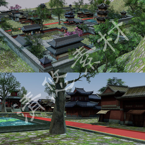 3dmax fbx格式c4d古代建筑四合院城池 古代宅院游戏场景模型 326