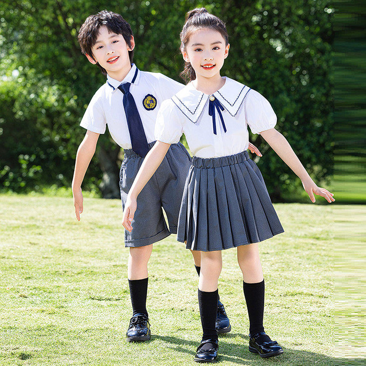幼儿园园服夏季衬衫套装小学生校服大班毕业照服装英伦风儿童班服