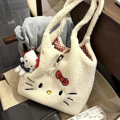 韩系可爱毛绒包包女新款大容量通勤kt单肩包日常通勤百搭托特包